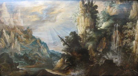 Paysage montagneux avec chute d