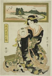 Enoshima dans la province de Sagami (Soshu Enoshima), de la série "Lieux célèbres élégants dans les diverses provinces (Furyu shokoku meisho)"