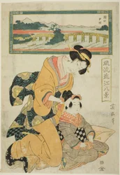 Lueur du soir à Seta (Seta sekisho), de la série "Huit Vues à la Mode d