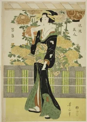 Beautés à la mode dans un jardin de chrysanthèmes (Furyu bijin kikubatake)