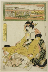 Le quartier des théâtres à Sakai-cho (Sakai cho shibai), de la série "Huit vues à la mode de la capitale orientale (Furyu Toto hakkei)"