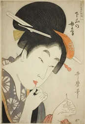 Une épouse de rang inférieur (Gebon no nyobo), de la série "Guide des styles féminins contemporains (Tosei onna fuzoku tsu)"
