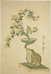 Arrangement de Valériane (Ominaeshi) et de Campanules chinoises (Kikyo)