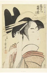Portrait en buste de la courtisane Shinowara de la maison Tsuruya