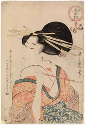Geisha tenant une pipe