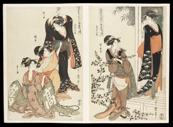 Kômei bijin mitate Chûshingura junimai tsuzuki (Le drame Chûshingura parodié par des beautés célèbres) : un ensemble de douze estampes, c.1795
