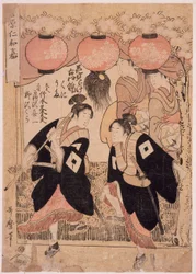 Fête de Niwaka, Yoshiwara, représentation de la danse de contemplation des fleurs
