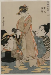 Oshichi et Kichisaburo de la série Musique sur le thème de la constance en amour, vers 1800