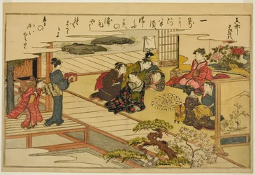 Jeu de correspondance de coquillages, du livre illustré "Cadeaux de la marée descendante (Shiohi no tsuto)"
