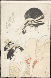 Shinohara de la Tsuruya, les kamuro Wakaba et Chieda