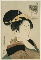 Tatsumi Roko, de la série "Beautés Renommées Comparées aux Six Poètes Immortels" ("Komei bijin rokkasen")