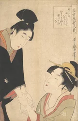Les amants Oshichi et Kichisaburo, vers 1800