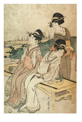 Trois femmes dans un paysage, au loisir