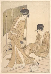 Deux jeunes femmes enveloppées dans des yukata après un bain