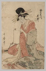 Femme de Yoshiwara Lisant un Parchemin