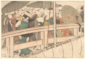 Femmes sur un pont, du livre illustré Fleurs des quatre saisons