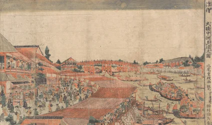 Paysage, montrant une fête de l