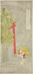 Pluie nocturne à un sanctuaire