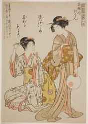 Voiles de retour à la rivière Ryogoku (Ryogoku no kihan), de la série "Huit parodies par des beautés contemporaines (Tosei mitate bijin hakkei)"