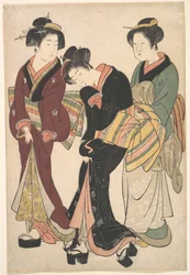 Deux geishas et une servante