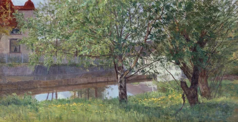 Section de canal avec maison et arbres