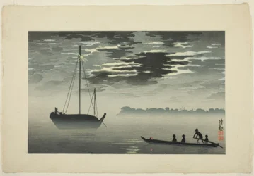 Clair de lune à travers les nuages sur la côte de Haneda