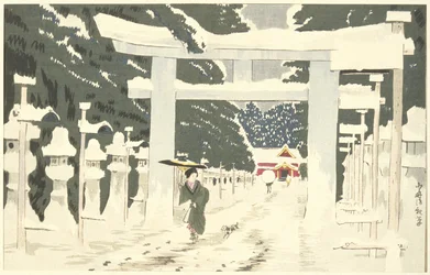 Fortes chutes de neige au sanctuaire Tōshōgū à Ueno