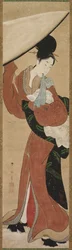 Dame avec une ombrelle, début des années 1800