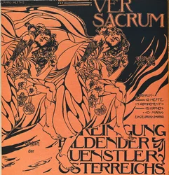 Couverture du numéro de février 1898 de Ver Sacrum, la revue du mouvement Art Nouveau Sezession ...