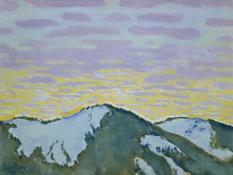 Sommets enneigés au crépuscule