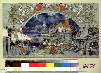 Projet de décor pour le ballet Le petit cheval bossu de Cesare Pugni