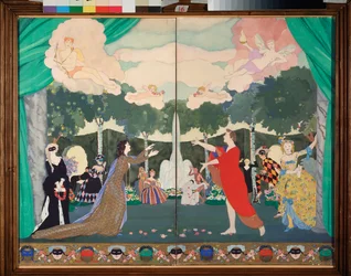 Rideau de scène pour le théâtre libre de Moscou. Œuvre de Konstantin Somov, aquarelle sur papier