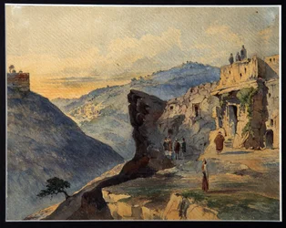 La vallée de Josaphat, le mont des Oliviers, village de Siloam. Description des lieux proches de Jérusalem, Israël, cités dans la Bible. La vallée de Josaphat est une portion de la vallée du Cédron