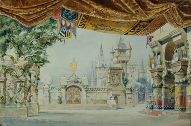 Décor de scène pour le ballet Raimonda par A. Glazunov, 1899