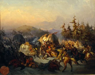Les cosaques russes attaquent les troupes françaises en transit