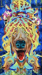Chien en mosaïque colorée