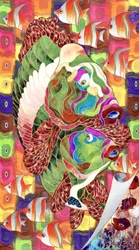 Poisson en mosaïque colorée