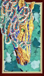Cheval en mosaïque dorée