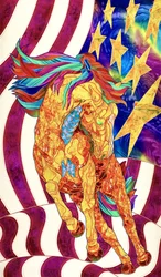 Drapeau patriotique avec un cheval
