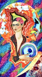 Femme portant une couronne de fleurs surréaliste
