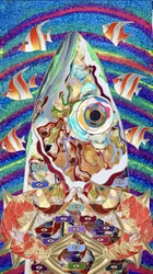 Tête de poisson abstraite aux couleurs vives