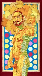 Un homme aux couleurs vives et aux motifs floraux
