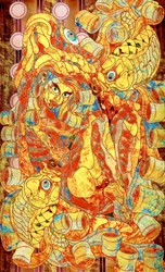 Figurine en mosaïque aux couleurs vives
