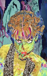 Une femme au style pop art éclatant