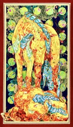 Cheval squelettique aux couleurs vives