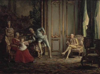 Un intérieur du siècle passé. Scène de la cour de Christian VII