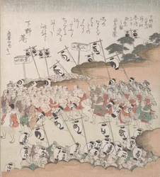 Personnes avec des lanternes en procession