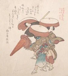 Trois danseurs de Sumiyoshi ou Suminoye, XIXe siècle