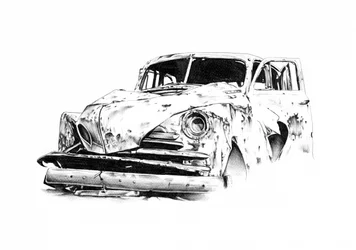 Une voiture de collection abandonnée