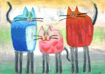 Un trio de chats colorés